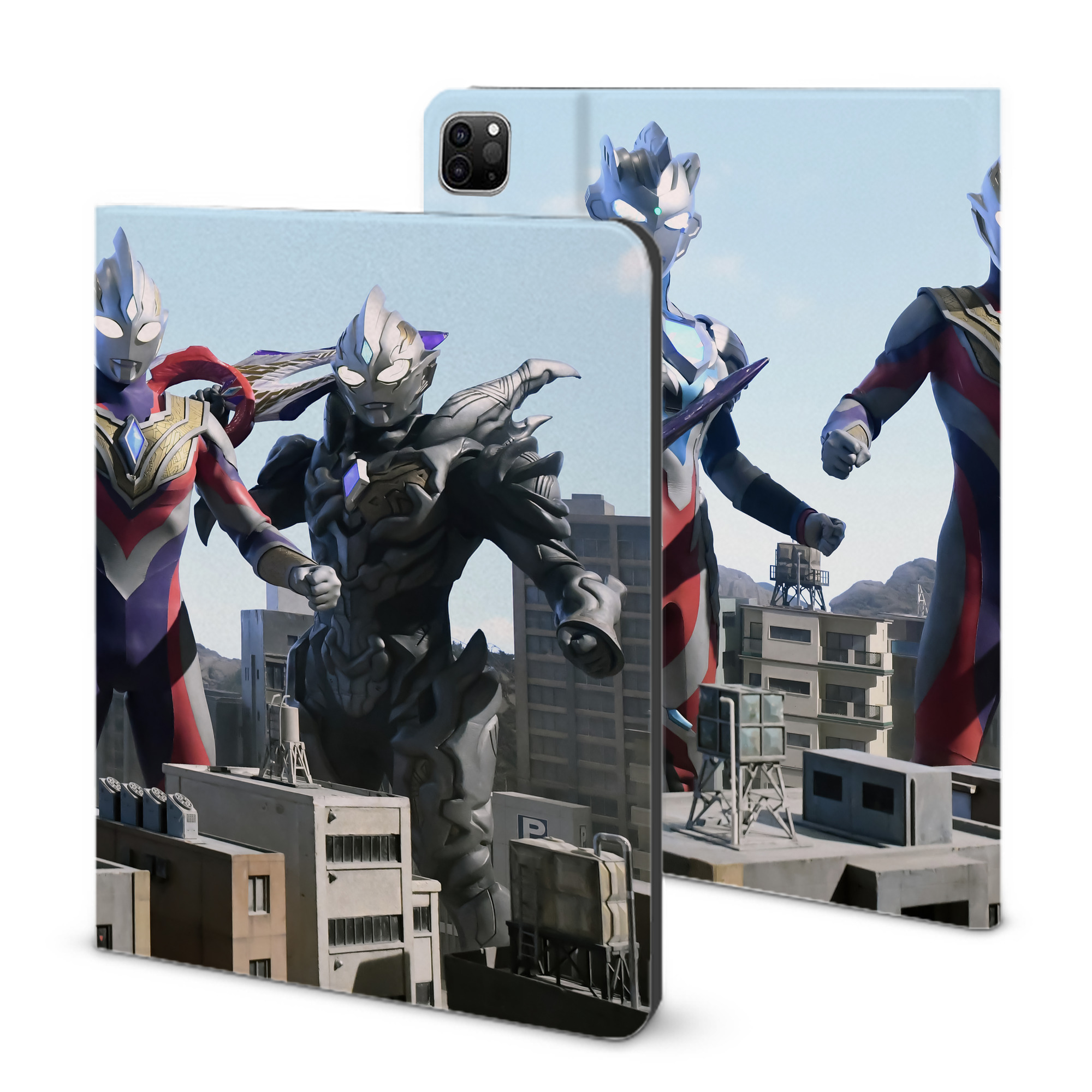 （画像用） ウルトラマン Ultraman IPad ケース ブック型 PUレザー TPU 耐衝撃 軽量 薄型 ペン収納なし 全面保護 IPad 各モデル対応